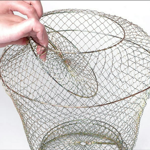 Foldable Metal Fish Net Fishing Basket Portable Fishing Cage Outdoor  Fishing Tackle Accessories