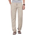 thumbnail image 2 of ZHENWEI Mens Cotton Linen Drawstring Pants Elastic Waist Casual Jogger Yoga Pants, 2 of 7