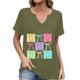 thumbnail image 1 of Corto para las Mujeres Casual Verano 2025 Pascua Impresión V-Cuello Camiseta, Ligero 95% Poliéster 5% Spandex Top para Toda la Temporada Hogar Y Diario, 1 of 7