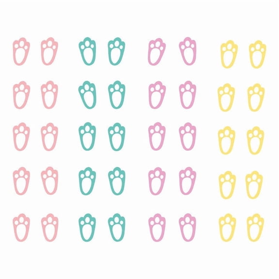 HuiXinOu Easter Bunny Footprint Wall Stickers, Colorful Design, Adhesive Backing, 4 Stickers per Pack, Perfect for Children's Room Floors, Living Room and Bedroom Easter Decor
