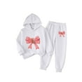 thumbnail image 2 of ATOGUTA Girl Sweatsuits 2Pcs Sets Kids Hoodie Sweatshirt and Sweatpants Fashion Clothing Sets Size 2T-8, White, 2 of 6