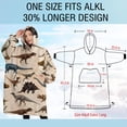 thumbnail image 4 of Oversized Wearable Blanket Hoodie,Beige Realistic Dinosaurs Pattern Sherpa Blanket Hoodie with Super Pockets,Super Warm Fuzzy Pullover for Women & Men, 4 of 6