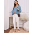 thumbnail image 5 of DARING DIVA Women's Maternity Empire Waist Babydoll Lantern Sleeve Blouse L Blue, 5 of 8