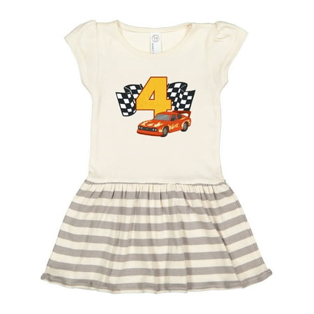 

Inktastic Number Four Race Car Gift Toddler Girl Dress