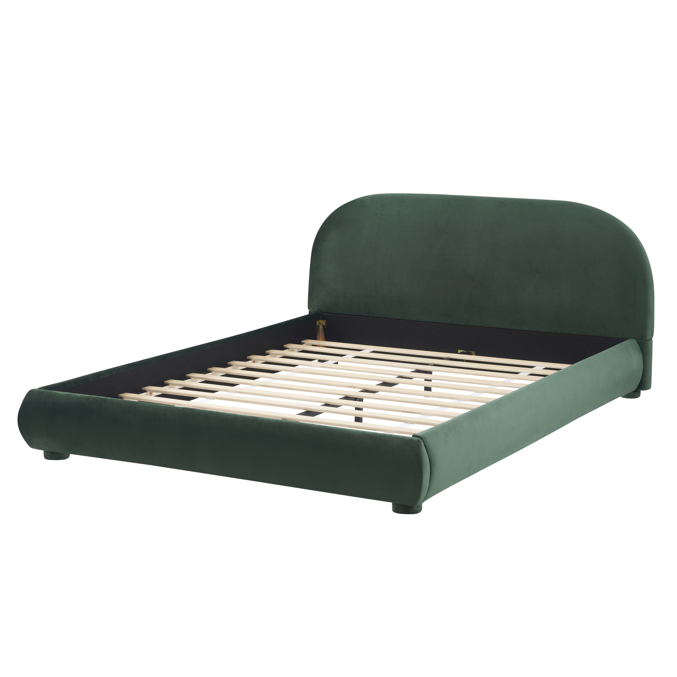 Christopher Knight Home Simple Modern Queen Size Bed Frame with Curved Headboard, Green Upholstered Velvet