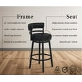 thumbnail image 4 of Titana 30" Bar Height Swivel Ford Black Faux Leather and Black Metal Bar Stool for Kitchen Island Counter, 4 of 11