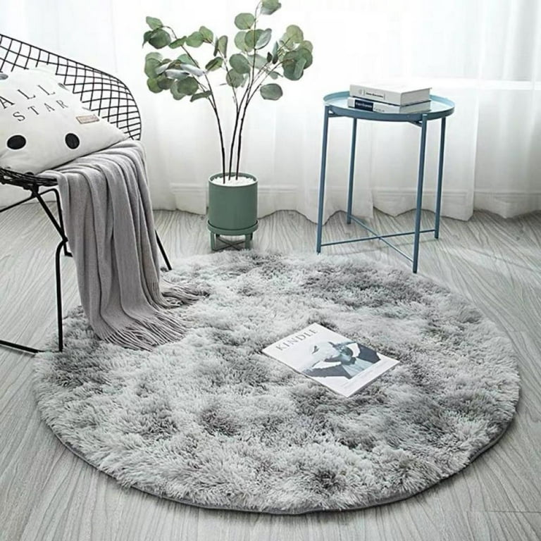 Soft Round Shag Area Rug Fluffy Circle Rug Cute Pastel Fuzzy Rug Colorful  Small Plush Carpets for Kids Baby Girls Bedroom Nursery Room