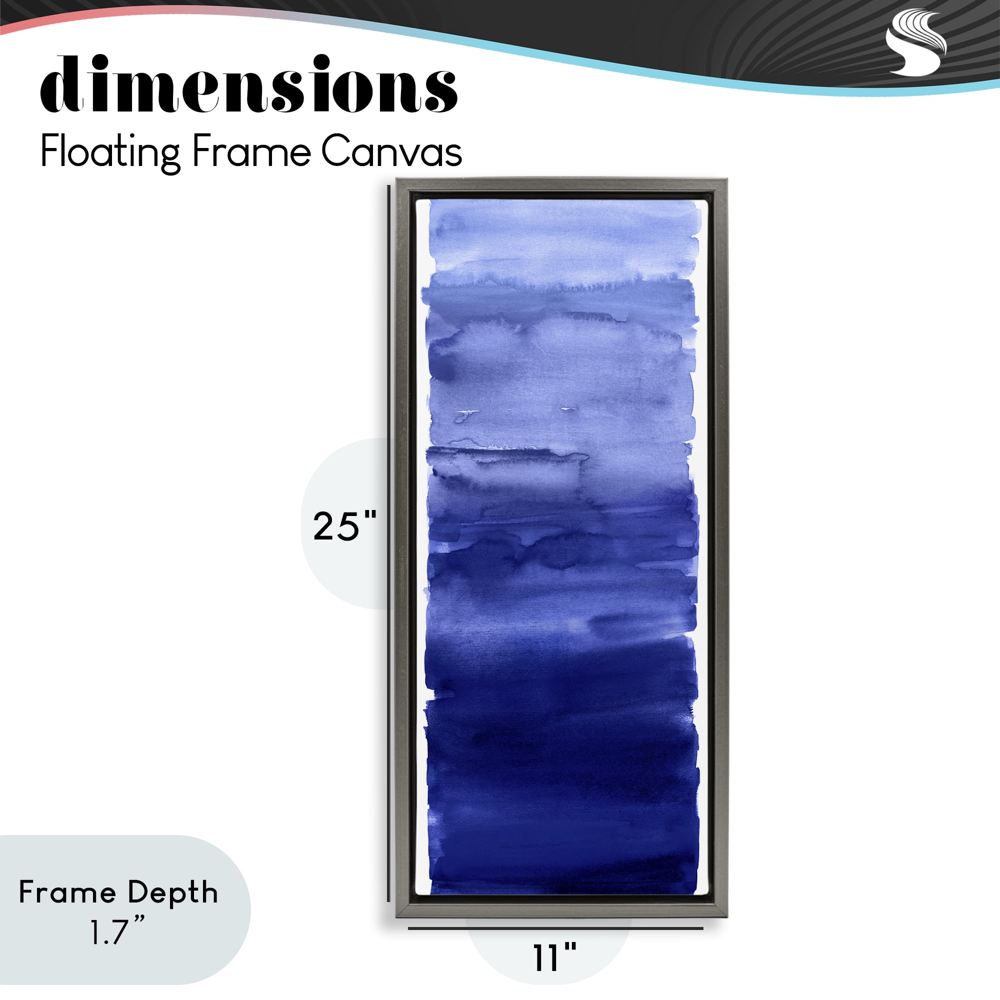 Stupell Industries Indigo Blend Gradient Gray Framed Floater Canvas Wall Art, design by Allie Corbin