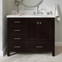 Ariel Cambridge 43 In. Right Offset Oval Sink Vanity With White Quartz Countertop In Espresso
