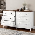 thumbnail image 3 of Modern 6 Drawer Chest, Solid Wood White Painted  with Smooth Sliding Drawers, for Bedroom Living Room Entryway Storage, 3 of 7