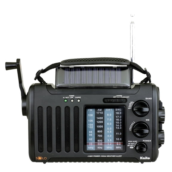 KAITO KA-450 Emergency Radio 4-Way Powered Weather Alert & Phone Charger, Black