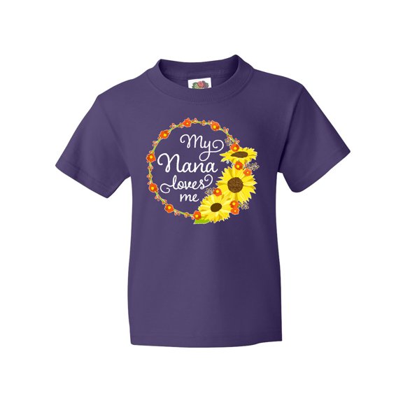 Inktastic My Nana Loves Me with Sunflower Wreath Youth T-Shirt