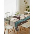 thumbnail image 2 of Teal Brown Texas Star Rectangle Tablecloth, Farmhouse Country Wooden Waterproof & StainResistant Tablecloth, Washable Oil-proof Table Cover for Dining/Party/Wedding/Camping/Buffet 52x70 In, 2 of 9