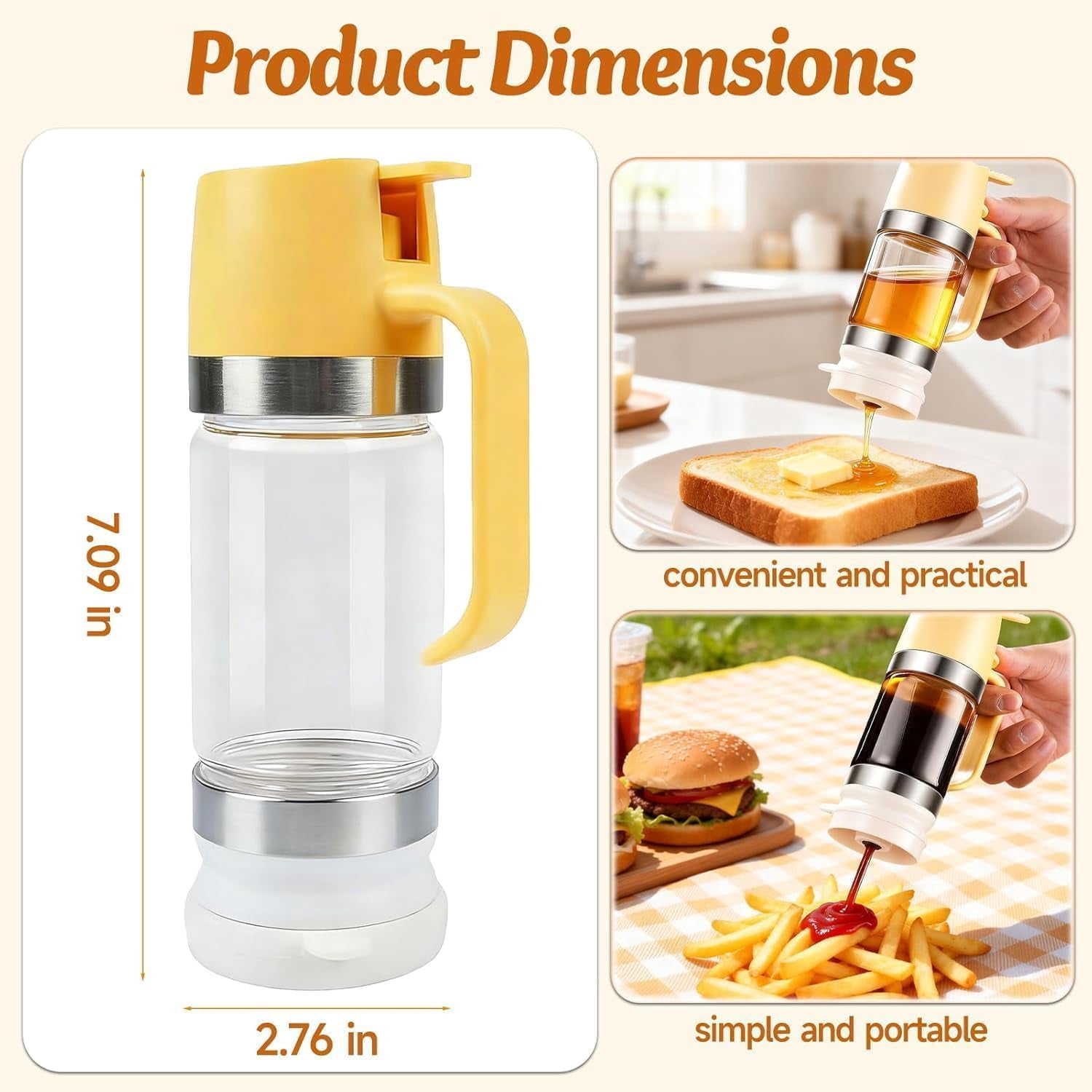 Dispensador De Leche Condensada, Honey Dispenser with Stand, No Drip Syrup Dispenser, Glass Honey Jar with Bottom Release Valve for Coffee Tea Maple Syrup Kitchen Counter Use (Black)