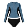 thumbnail image 4 of Bainana Girls Swimsuit Kids 2 Pieces Tankini Swimwear Color Block Rash Guard Shirt And Bikini Bottom Beach Wear For And Youths 13-14 Years Dark Blue, 4 of 4
