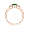 thumbnail image 2 of ANGARA Lab Grown 1.5 Ct Emerald and Lab Diamond Three Stone Ring for Women in 14K Rose Gold (Size-8x6mm) | May Birthstone, Birthday, Anniversary, Jewelry Gift for Women | Lab-Grown Emerald Ring, 2 of 8