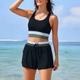 thumbnail image 6 of Women's Sporty Two Piece Swimsuits Color Block Crop Tank Tops Boyshorts Bottom Athletic Full Coverage Bathing Suit, 2XL, 6 of 7