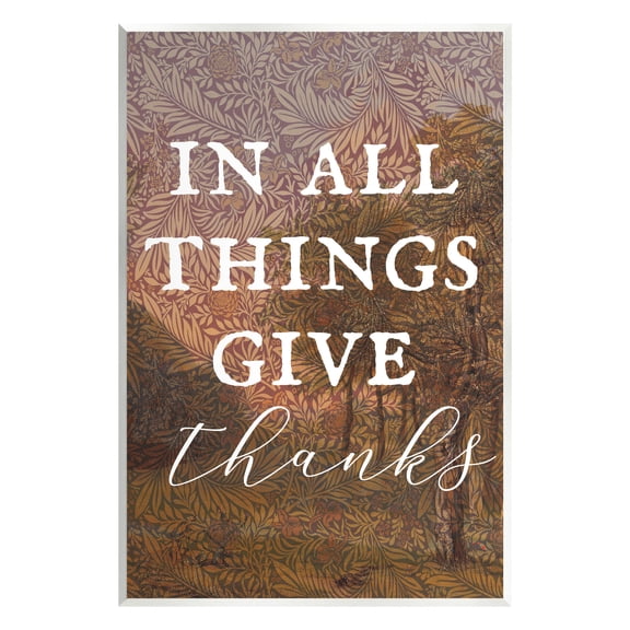 Stupell Industries Give Thanks Nature Pattern Nature Painting Unframed Art Print Wall Art, 10 x 15