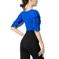 thumbnail image 4 of Women Ladies Adult Ballroom Walzt Dance Bodysuit Leotard Body Top Outfit Frill Arm Shirt V Cut Neck, 4 of 6