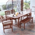 thumbnail image 2 of Bowery Hill 6 Piece Wood Patio Dining Set with Cushion in Brown, 2 of 6