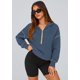thumbnail image 3 of Sudadera PRETTYGARDEN Otoño 2025 Media Cremallera Crop Hoodie Azul L, 3 of 8