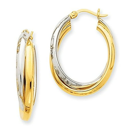 Earring Hoop 14k Two Tone Gold Double Round S Oval 14k Two Tone Gold Double Round S Oval Hoop Earrings