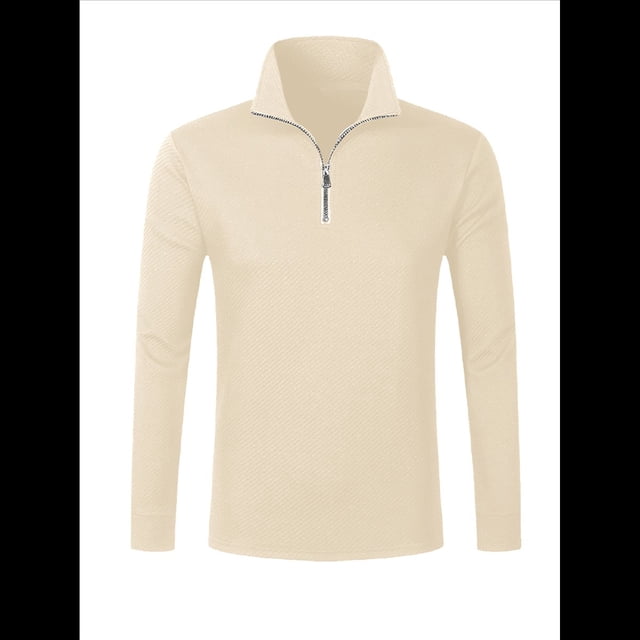Sudadera Informal de Larga con Cuello Alto y Cremallera de un Cuarto para Hombre Albaricoque M