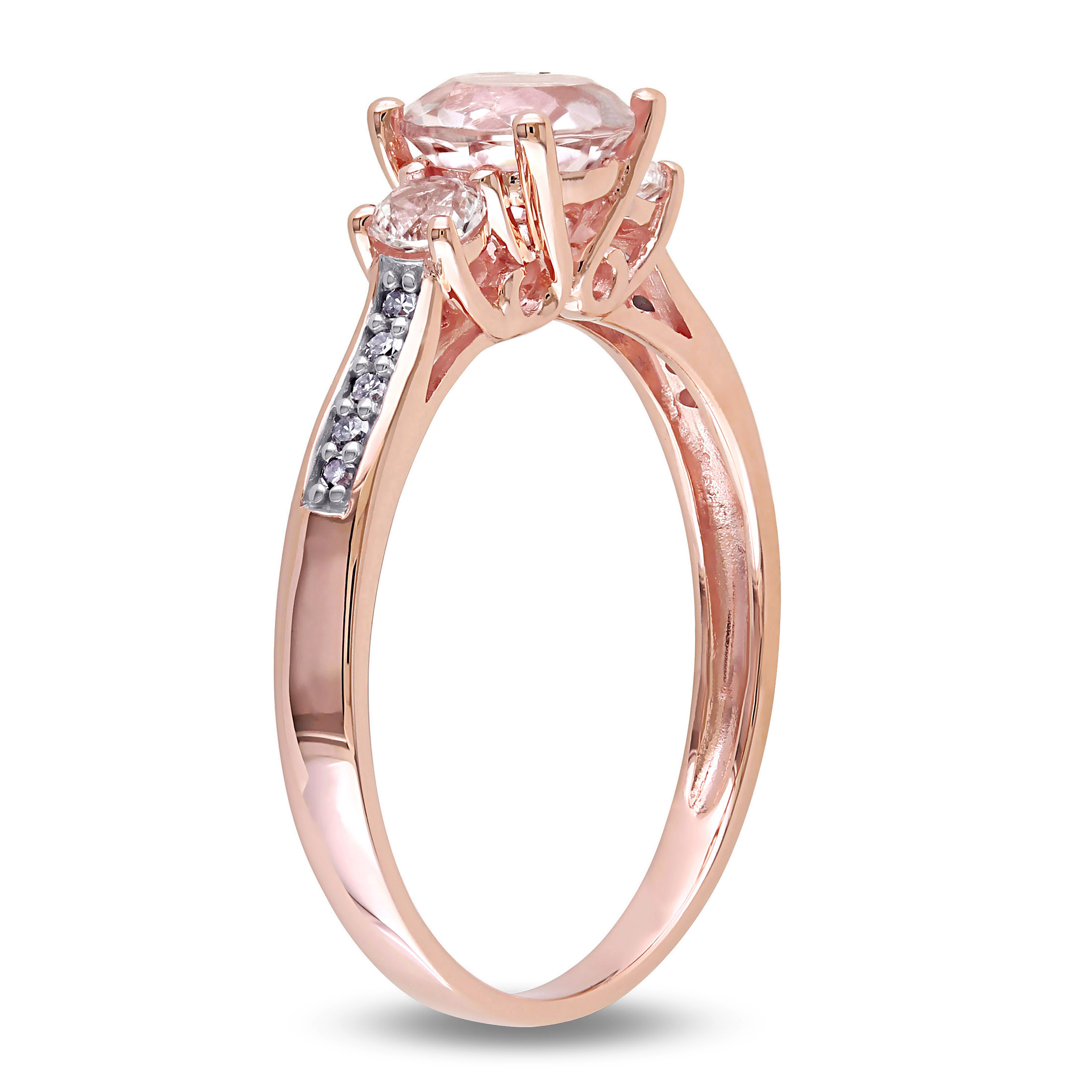 Everly Women's 1-1/7 CT Morganite & Created White Sapphire Diamond Accent 10kt RG Engagement Ring - image 4 of 7