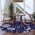 thumbnail image 4 of Summer Marine Life Round Living Room Rugs 7 ft, Line Drawing Ocean Shell Starfish Sea Conch Seaweed Washable Area Rug with Non-Slip Sturdy Edge Binding Round Carpet for Kitchen Office Bedroom, 4 of 9