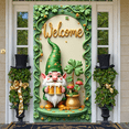 thumbnail image 5 of Green Theme Welcome Banner Clover Pattern Leprechaun Backdrop Gold Accent Leprechaun Design Celebration Banner for St. Patrick's Day Party Festival Pub Celebration, 5 of 9