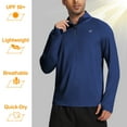 thumbnail image 6 of Taigaofy Men's Running Shirt Long Sleeve Quarter Zip Pullover Moisture Wicking UPF 50+ UV Protection Quick Dry Athletic Workout Shirts Navy S, 6 of 10
