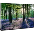 thumbnail image 1 of Arte mural de madera de roble verde, atardecer retro, paisajes naturales y bosques; pintura sobre lienzo de montañas al amanecer; pintura al óleo de bosque iluminado por la luz del sol, 1 of 5