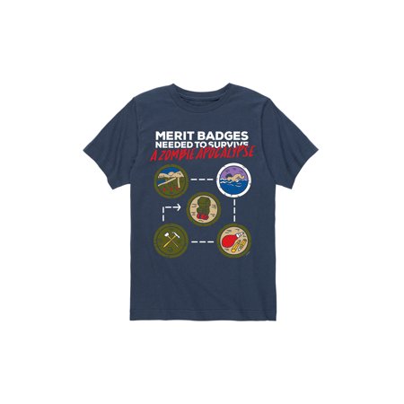 Boy Scouts of America Zombie Apocalypse Merit Badges - Youth Short Sleeve (Best Boy Scout Summer Camps Usa)