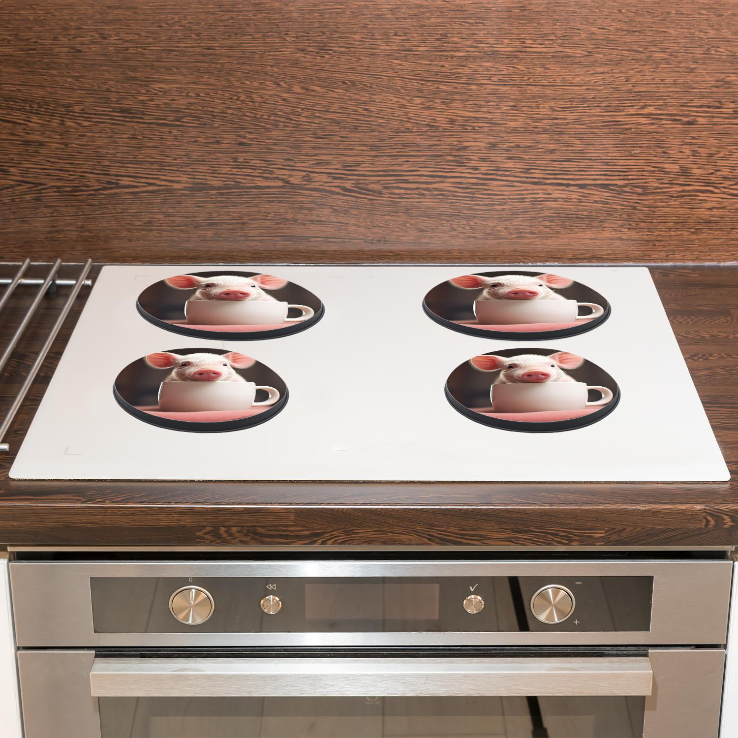 Round Stove Burner Covers 4 Pcs,Pig With Big Ears Beautiful Round Electric Stove Burner Covers 8Inch And 10Inch