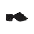 thumbnail image 2 of New Women Wild Diva Larina-39 Faux Suede Peep Toe Faux Furl Block Heel Mule, 2 of 5