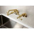thumbnail image 2 of Kingston Brass KS313PB Kingston Two Handle Wall Mount Kitchen Faucet, Polished Brass, 2 of 5