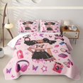 thumbnail image 2 of Erosebridal Black Girls Quilt King,Butterflies Print Pink Stars 3D Princess Crown King Coverlet Set For Kids,3-Piece, 2 of 7