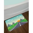 thumbnail image 2 of Landscape Bath Mat, Road Trip Concept with Calming Green Forest Mountains and Sunrise Horizon Scenery, Plush Bathroom Decor Mat with Non Slip Backing, 29.5" X 17.5", Multicolor, by Ambesonne, 2 of 2
