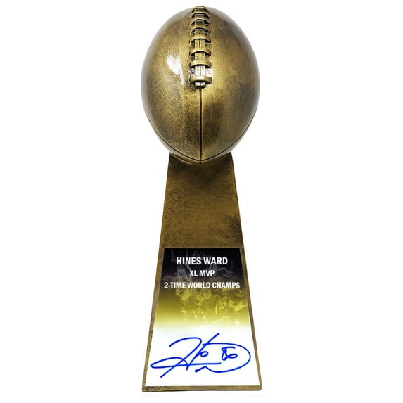 Hines Ward Signed Football World Champion 15 Inch Replica Gold Trophy