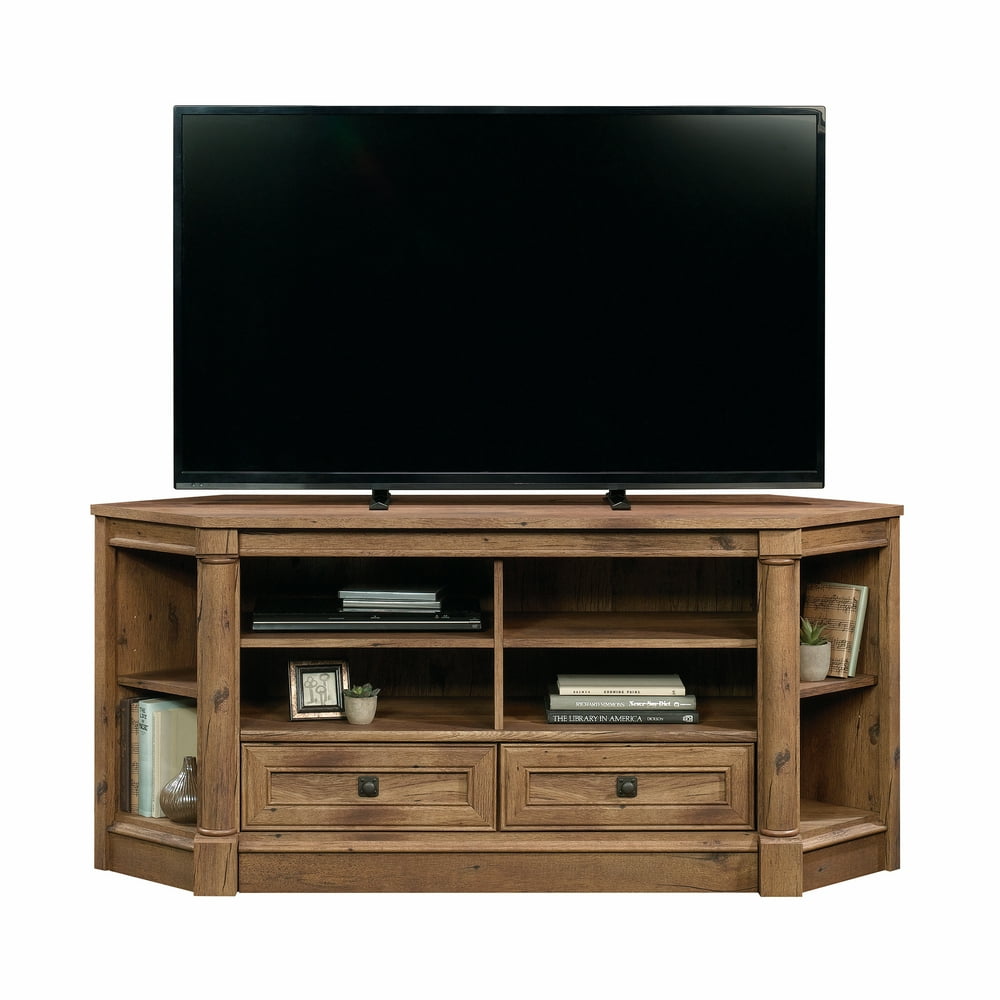 Sauder Palladia Corner TV Stand for TVs up to 60", Vintage Oak Finish