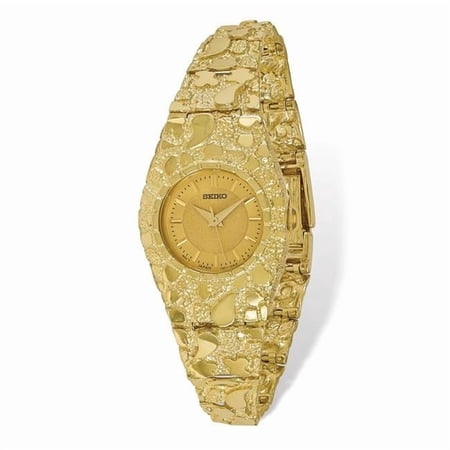 Primal Gold 10 Karat Yellow Gold Champagne 22mm Dial Nugget Watch