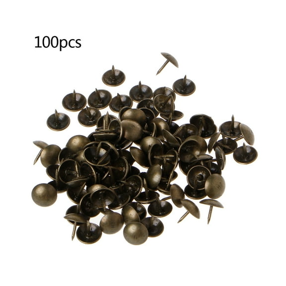 100Pcs Antique Bronze Furniture Decorative Nails Assortment Thick Pushpin Hobnail Upholstery Tacks Doornail Hardware