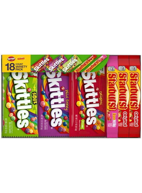 SKITTLES & STARBURST Candy Full Size Variety Mix 37.05-Ounce 18-Count Box
