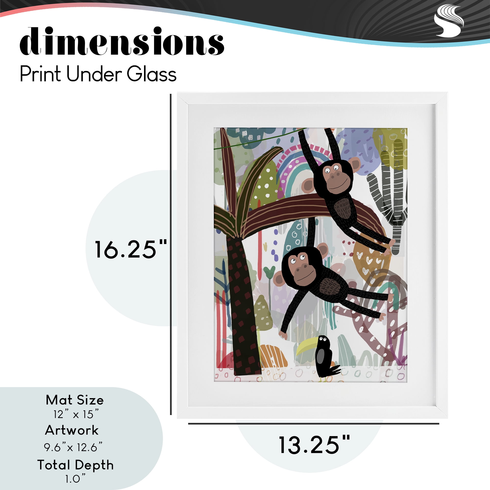 Exotic Monkey & Toucan White Framed Print Under Glass, design by Carla Daly