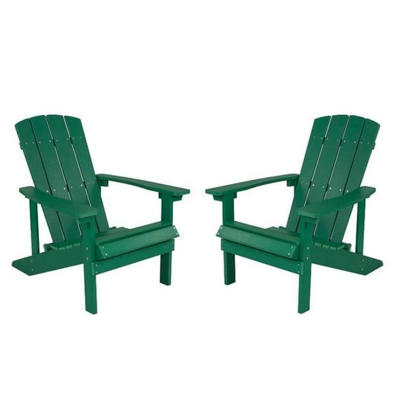 Home Square 2 Piece Faux Wood Adirondack Chair Set In Green