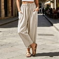 thumbnail image 2 of ClodeEU Women's High Waisted Striped Cropped Wide Leg Pants, Casual Elastic Waist Capri Trousers with Pockets Coffee,Women's Plus XL, 2 of 8
