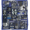 thumbnail image 6 of Police Blanket Flannel Throw Blanket Retirement for Dad Husband Son Boyfriend Snuggle Portable All Seasons Super Soft Bed Sofa Couch Foldable Unisex 100x130 Blue 40x50, 6 of 6