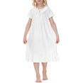 thumbnail image 4 of Vestido de Verano de Manga Corta Cuello Redondo Encaje Recorte Vestido Casual de Ropa de Casa 95% Algodón 5% Rayón para las Niñas, Camiseta de Primavera Vestido de Juego para Niños, 4 of 9