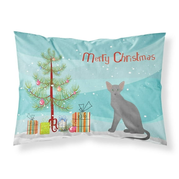 Oriental Shorthair Cat Merry Christmas Fabric Standard Pillowcase