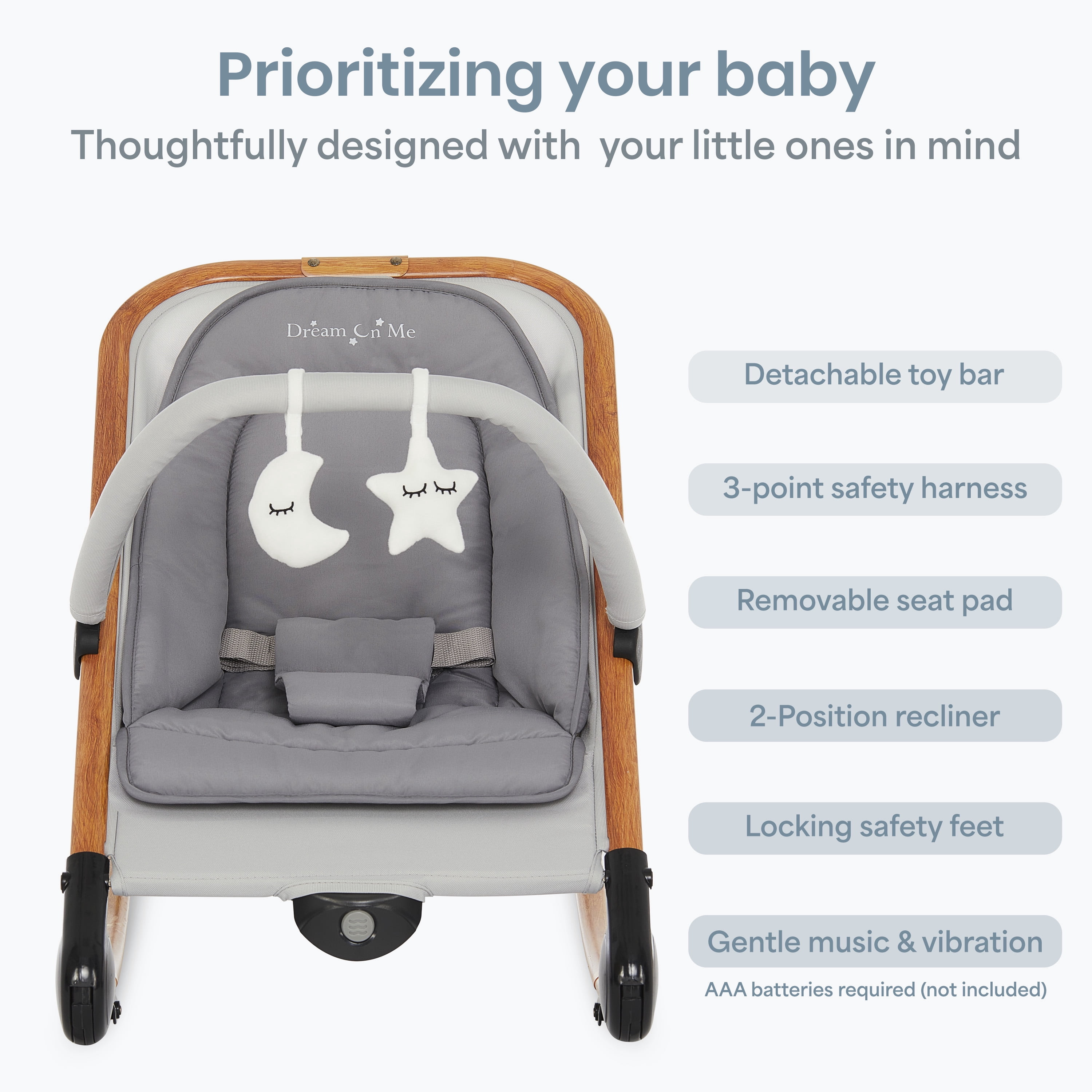 Dream on Me Rock with Me 2-in-1 Baby Rocker and Stationary Seat